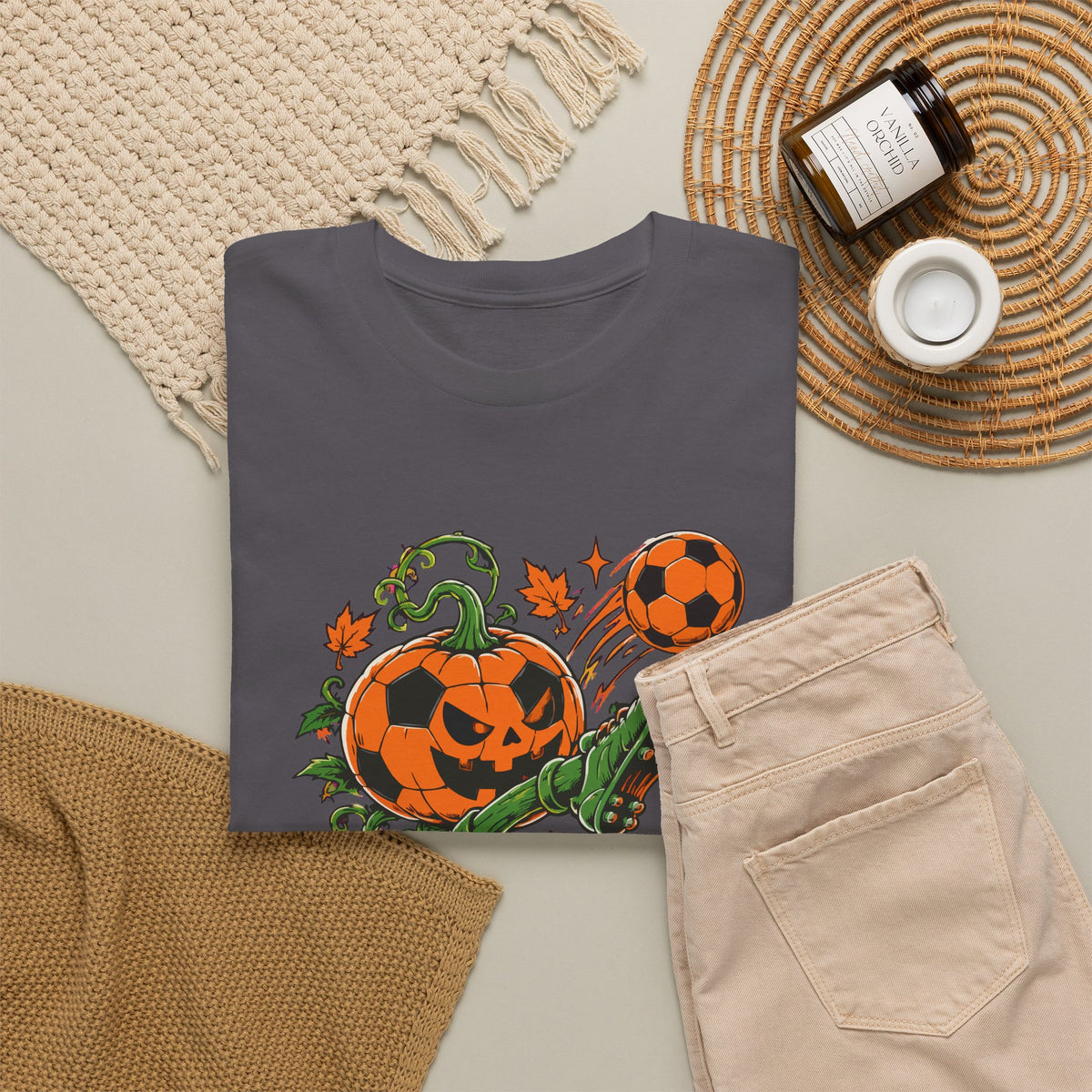Pumpkin Playmaker Halloween Football T-Shirt