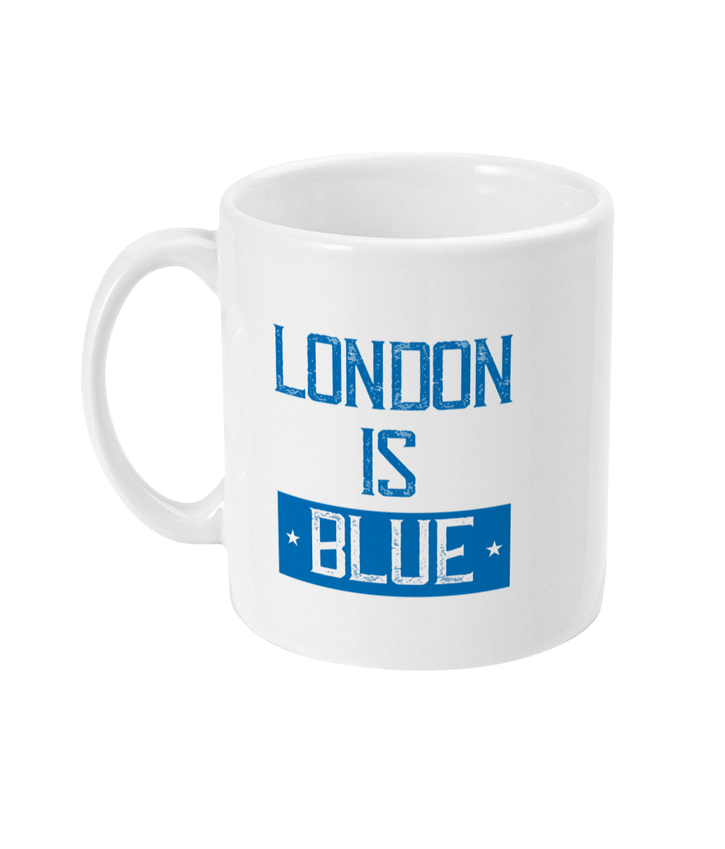 "London Is Blue - Chelsea 11oz Mug," ceramic with a glossy white finish, ideal for tea or coffee-loving Chelsea supporters.