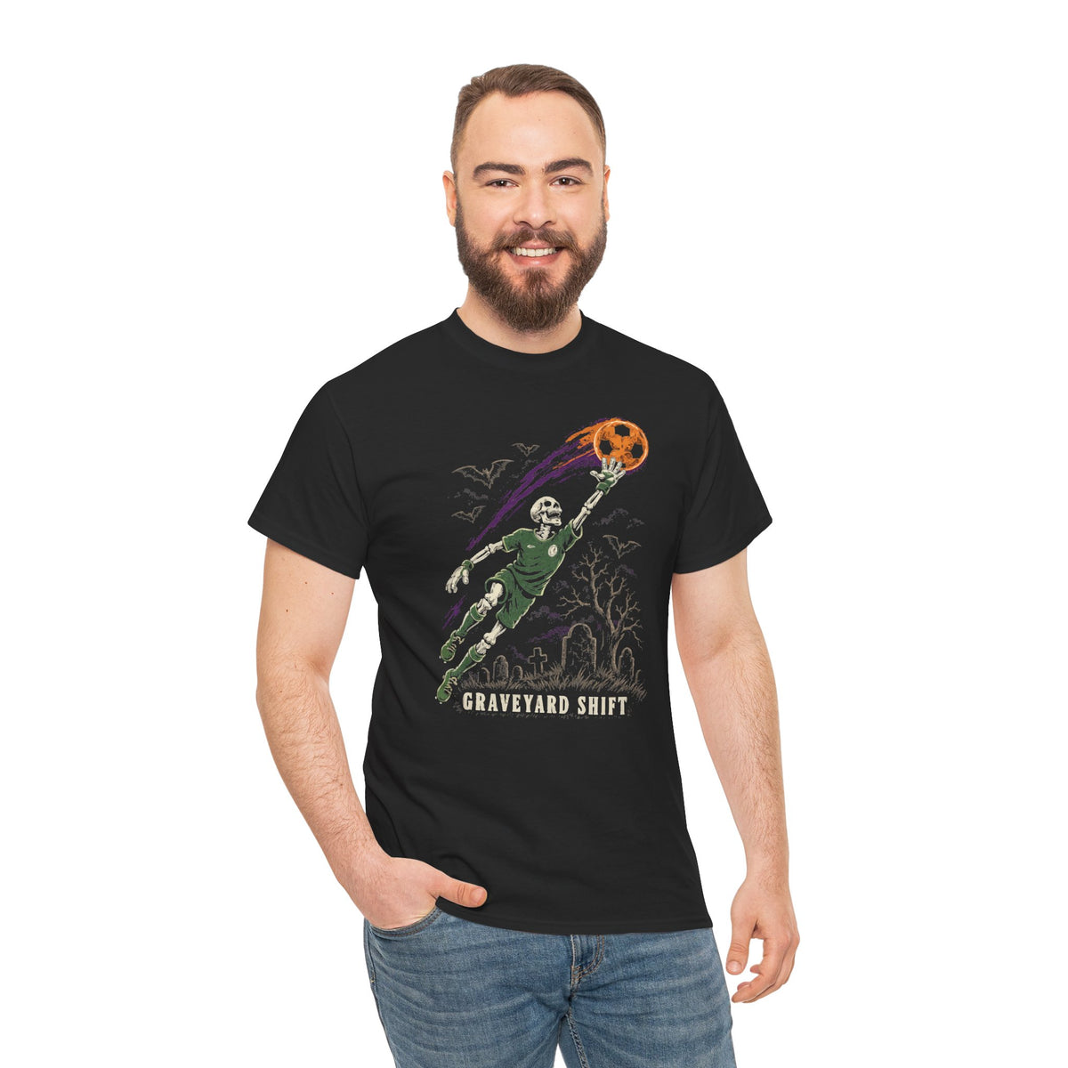 Graveyard Shift Halloween Football T-Shirt