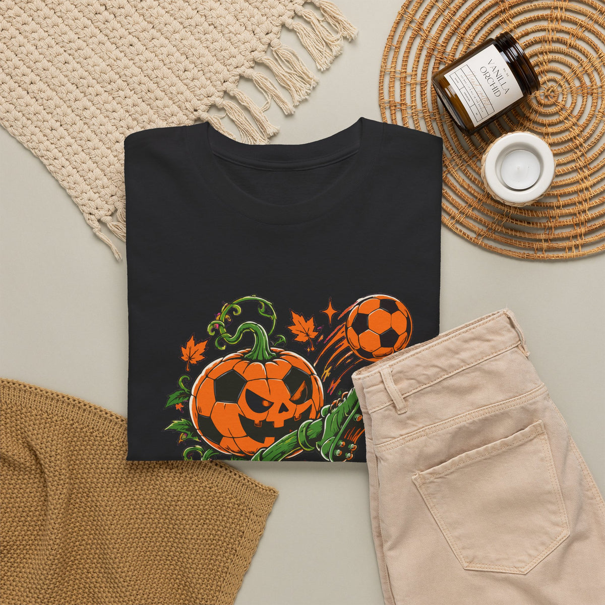 Pumpkin Playmaker Halloween Football T-Shirt